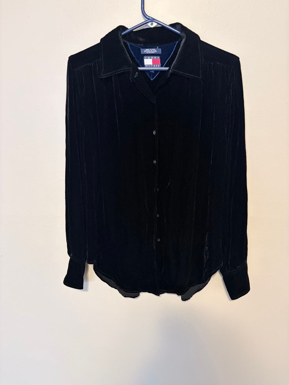 Vintage Tommy Hilfiger Silk Blend Velvet Button Up Shirt